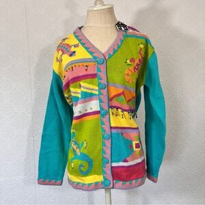 Storybook Knits Cardigan Sweater cotton blend Lizards and beads
▪️Size M